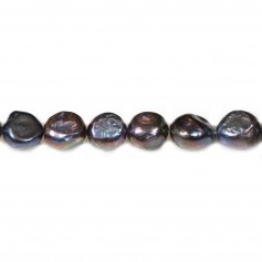 Freshwater cultured pearls, dark blue, baroque, 10-12mm x 35cm