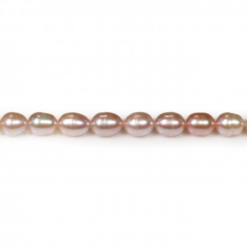 Perle coltivate d'acqua dolce, malva, oliva, 6-7 mm x 37 cm