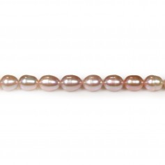 Freshwater cultured pearls, mauve, olive, 6-7mm x 37cm