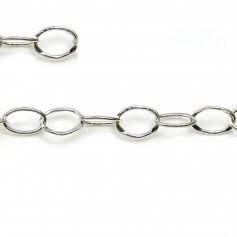 Chain flat hammered silver 925 solid 5.8x8mmX 50cm