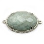 Amazonite spacer set in metal, in oval shape x 1pc