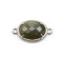 Labradorite spacer set with metal, in oval shaped, 12x16mm x 1pc