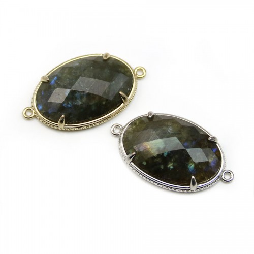 Labradorite spacer set in metal, in oval shaped, 20 * 30mm x 1pc