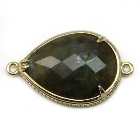 Labradorite spacer set in metal, in shape of a drop, 20 * 27mm x 1pc