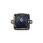 Lapis lazuli interlayer set in metal, in shape of a square x 1pc