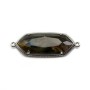 Faceted rhombus chalcedony set in gold-plated silver with zirconium 15mm x 1pc