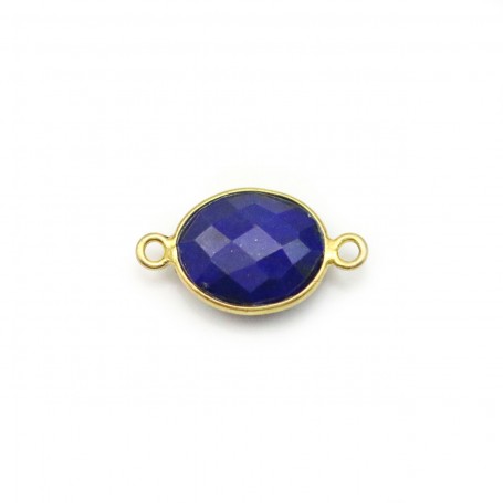 Lapis lazuli in oval-shaped, 2 rings, set in gilt silver, 9x11mm x 1pc