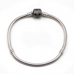 Bracelet en argent 925 serpentine avec zirconium 19cm, épaisseur de fil 2.9mm x 1pc
