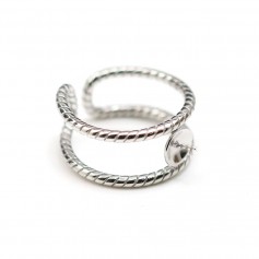 Adjustable ring in silver 925 rhodium, for beads half-percé x 1pc