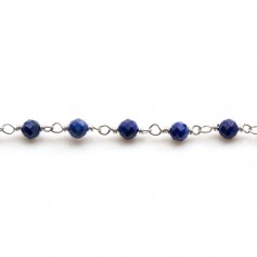 Silver chain with lapis lazuli of 3mm x 20cm