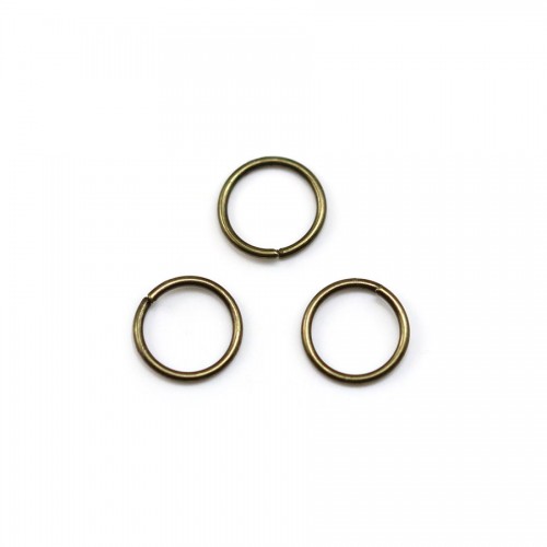 Anneaux ronds ouverts, métal couleur bronze, 0.8x5mm environ 100pcs
