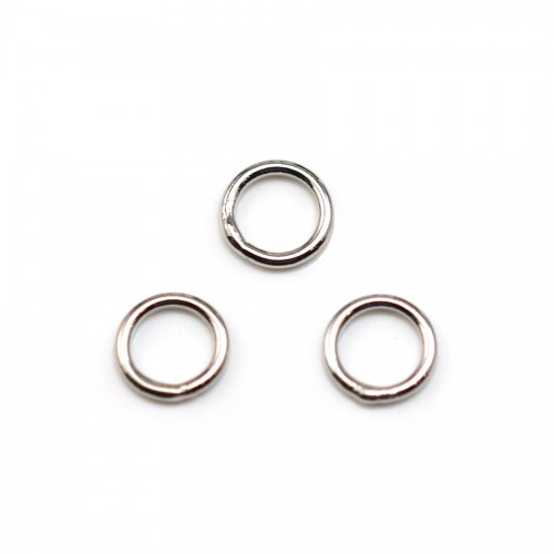 Welded round rings in rhodium medal 1x7mm x 100pcs