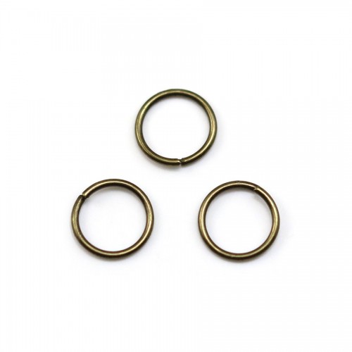 Anneaux ronds ouverts, métal couleur bronze, 0.8*6mm environ 100pcs