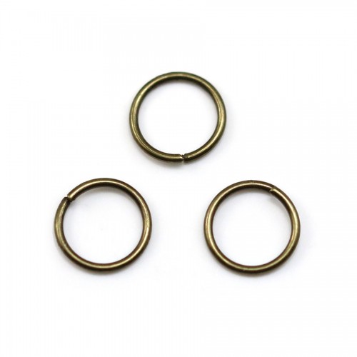 Anneaux ronds ouverts, métal couleur bronze, 0.8*8mm environ 100pcs