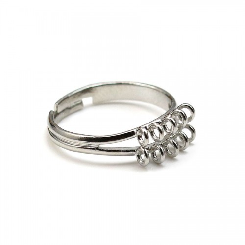Anello regolabile, colore argento antico, 10 anelli, x 1 pz