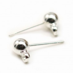 Ear studs with ball finish, in silver metal color, 5mm x 20pcs