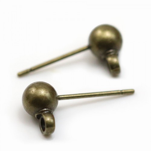 Ear studs with ball finish, in bronze metal color, 5mm x 20pcs