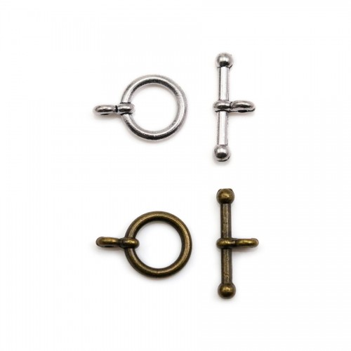 Fermoir "OxT" en métal, argent vieilli ou bronze 12mm x 2pcs