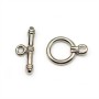 Clasp "O * T" in metal, on old silver color, 12mm x 2pcs