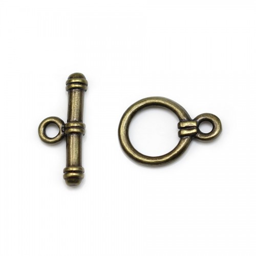 Clasp "O * T" in metal, on bronze color, 15mm x 2pcs