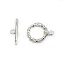 Clasp "O * T" on twisted metal, in silver color, 14mm x 2pcs