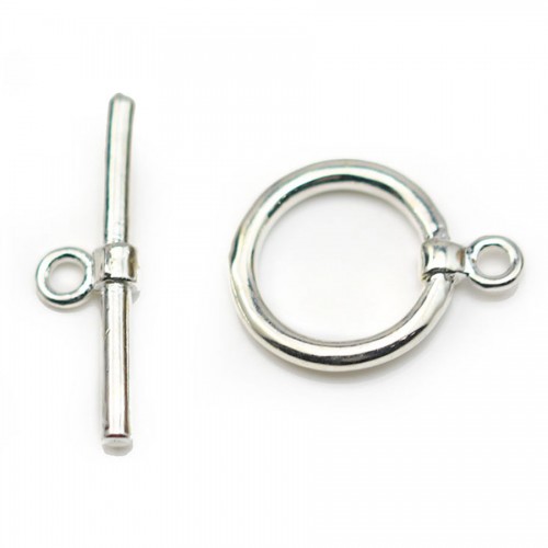 Clasp "O * T" on smooth metal, in silver color, 15mm x 2pcs