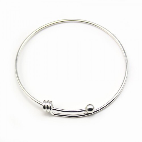 Adjustable bracelet, in metal on silver color, 68mm x 1pc