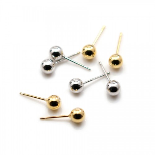 Pinos auriculares banhados a ouro 5,5mm x 10pcs, em forma de bola