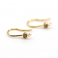 Ear hook 8x14mm, plated "flash" gold on brass with zirconium x 2pcs