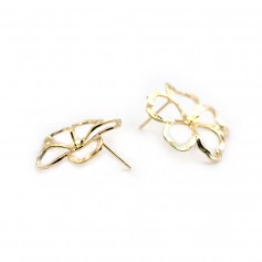 Ear stud in the shape of a flower, 23mm, by "flash" Gold on brass x 2pcs