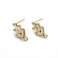 Ear studs plated with "flash" gold on brass 7.6x14mm x 2pcs