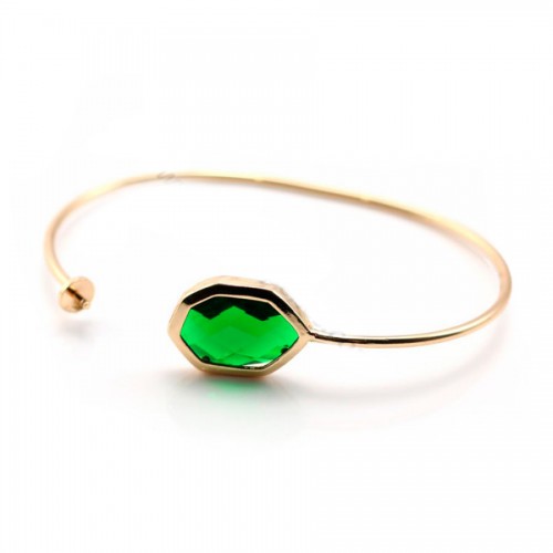 Bracelet flexible pour perles semi percées plaqué par "flash" or sue laiton vert 18cm x 1pc