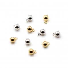 Round charm 6mm, plated by "flash" gold on brass x 10pcs