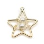 Star shaped pendant with pearl beads 22x20mm,, plated with "flash" gold on brass x 1pc