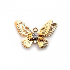 Ciondolo a farfalla con zirconi placcati in oro "flash" su ottone 12x20mm x 2 pz
