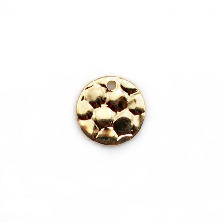 Round hammered charm, plated with "flash" gold on brass 8mm x 10pcs
