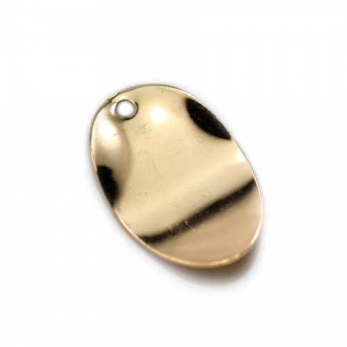 Charm in the shape of an oval, by"flash" gold on brass, 18x11.5mm x 2pcs