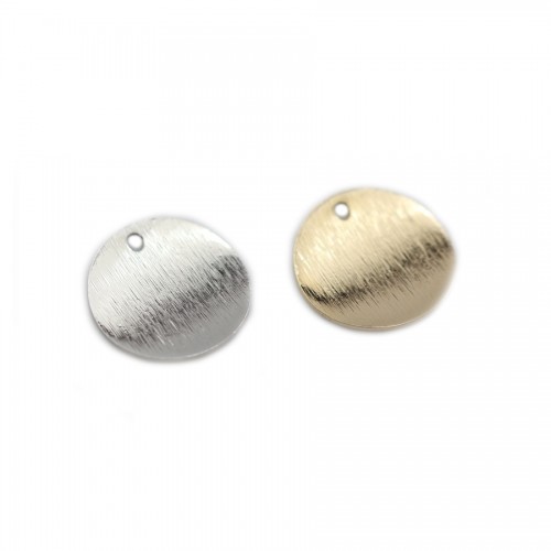 Charm in round shape 15mm plated by "flash" gold on brass x 4pcs