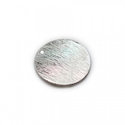 Ciondolo rotondo da 18 mm, placcato argento su ottone x 4 pezzi