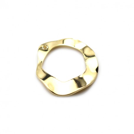 Round hammered charm, plated with "flash" gold on brass 23mm x 2pcs