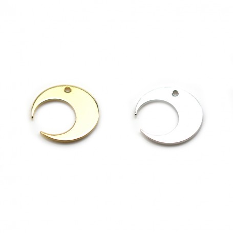 Charm in the shape of a moon, plated by "flash" gold on brass 14mm x 4pcs