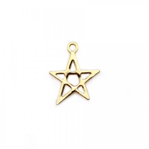 Charm star by "flash" gold on brass 11x14mm x 10pcs