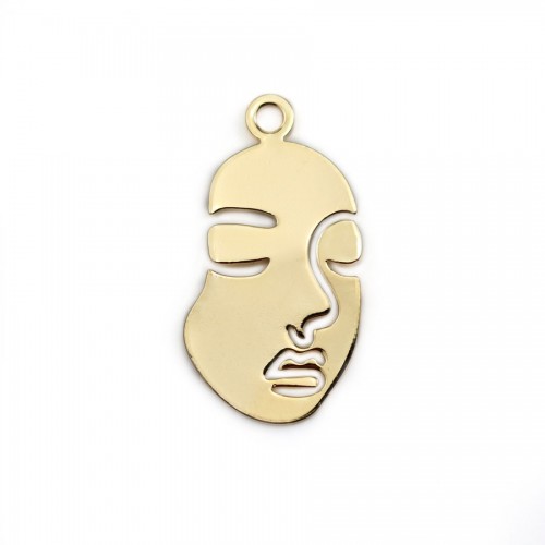 Charm, plated by"flash" gold on brass, 18x33mm x 2pcs