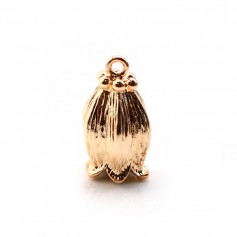 Lalique lírio do pingente do vale "flash" dourado chapeado em latão 8x14mm x 2pcs 