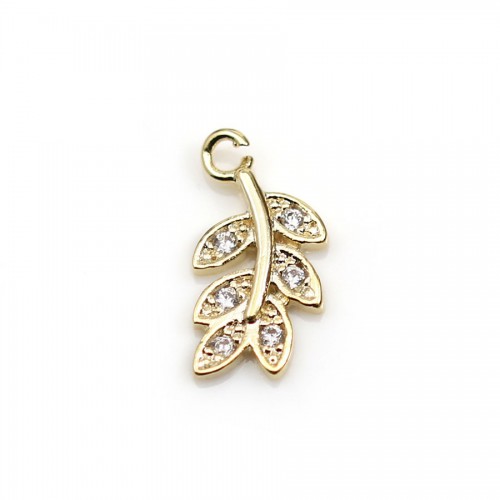 Leaf pendant plated by "flash" gold brass 6x12mm x 2pcs