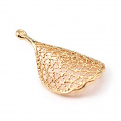 Fancy pendant plated by "flash" gold on brass 20x35mm x1pc