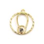 Round charm with zirconium plated by "flash" gold on brass 18mm x 2pcs