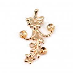  Pendant Flower for pearls by "flash" Gold on brass 20x32mm x1pc