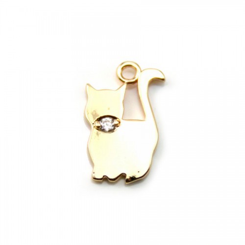 Cat by "flash" Gold on brass 8.5x14mm x 1pc