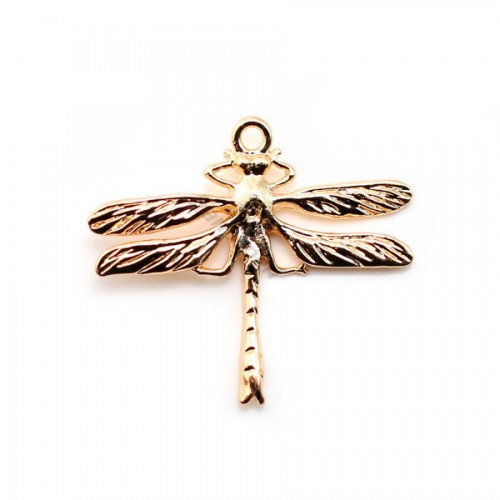 Charm dragonfly by "flash" gold on brass 22x25mm x 4pcs